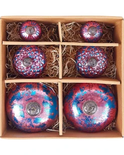 Online Beliani Set di 6 palline decorative ASTRALE Vetro Rosa Blu Rosa