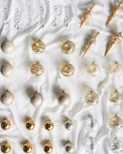 Beliani Set di 35 palline decorative BLING Vetro Oro Oro Argento Trasparente