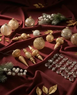 Beliani Set di 35 palline decorative BLING Vetro Oro Oro Argento Trasparente