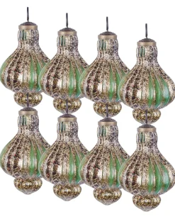 Sale Beliani Set di 8 palline decorative BRILLANT Vetro Verde Oro Verde
