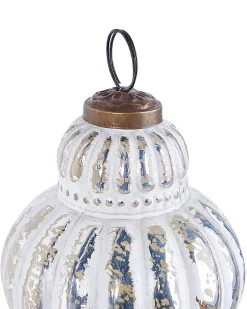 Hot Beliani Set di 6 palline decorative CREMEUX Vetro Argento Argento Bianco