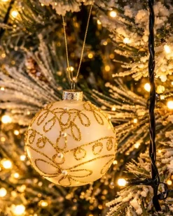 Clearance Beliani Set di 70 palline decorative FLICKER Vetro Oro Bianco Oro