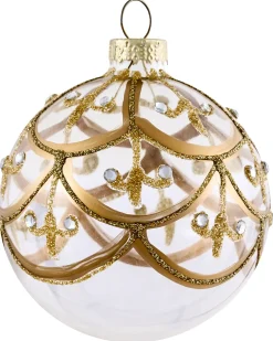 Clearance Beliani Set di 70 palline decorative FLICKER Vetro Oro Bianco Oro