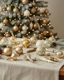 Clearance Beliani Set di 70 palline decorative FLICKER Vetro Oro Bianco Oro