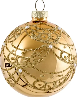 Clearance Beliani Set di 70 palline decorative FLICKER Vetro Oro Bianco Oro