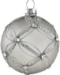 Hot Beliani Set di 35 palline decorative FROSTFALL Vetro Grigio Argento Bianco Grigio Nero