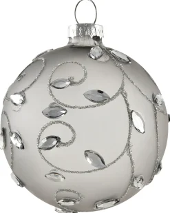 Hot Beliani Set di 35 palline decorative FROSTFALL Vetro Grigio Argento Bianco Grigio Nero