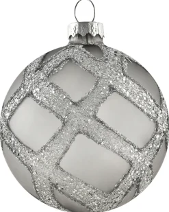 Hot Beliani Set di 35 palline decorative FROSTFALL Vetro Grigio Argento Bianco Grigio Nero