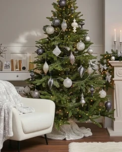 Hot Beliani Set di 35 palline decorative FROSTFALL Vetro Grigio Argento Bianco Grigio Nero