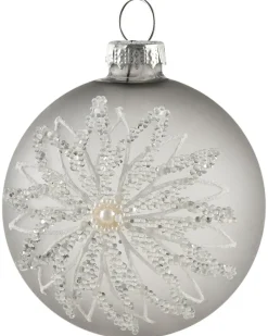Hot Beliani Set di 35 palline decorative FROSTFALL Vetro Grigio Argento Bianco Grigio Nero