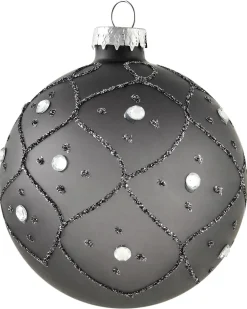 Hot Beliani Set di 35 palline decorative FROSTFALL Vetro Grigio Argento Bianco Grigio Nero