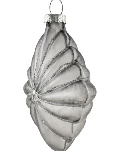 Hot Beliani Set di 35 palline decorative FROSTFALL Vetro Grigio Argento Bianco Grigio Nero