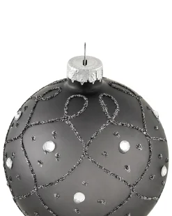 Hot Beliani Set di 35 palline decorative FROSTFALL Vetro Grigio Argento Bianco Grigio Nero