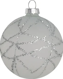 Hot Beliani Set di 35 palline decorative FROSTFALL Vetro Grigio Argento Bianco Grigio Nero