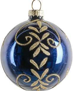 New Beliani Set di 35 palline decorative ICEDROP Vetro Blu/Oro Oro Blu
