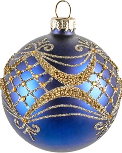New Beliani Set di 35 palline decorative ICEDROP Vetro Blu/Oro Oro Blu