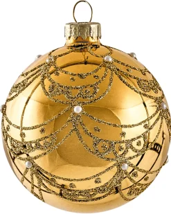 New Beliani Set di 35 palline decorative ICEDROP Vetro Blu/Oro Oro Blu