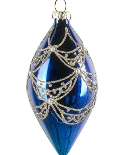 New Beliani Set di 35 palline decorative ICEDROP Vetro Blu/Oro Oro Blu