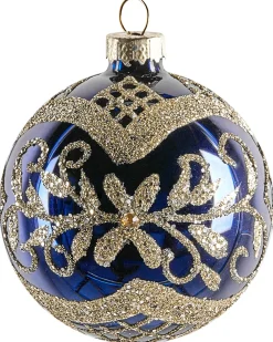 New Beliani Set di 35 palline decorative ICEDROP Vetro Blu/Oro Oro Blu
