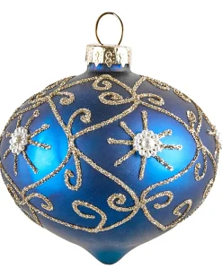 New Beliani Set di 35 palline decorative ICEDROP Vetro Blu/Oro Oro Blu