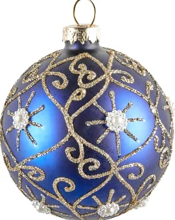 New Beliani Set di 35 palline decorative ICEDROP Vetro Blu/Oro Oro Blu