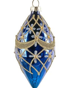 New Beliani Set di 35 palline decorative ICEDROP Vetro Blu/Oro Oro Blu