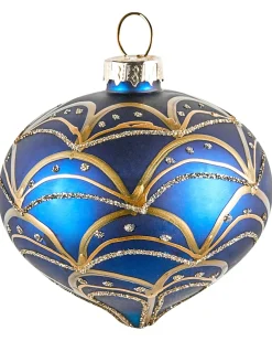 New Beliani Set di 35 palline decorative ICEDROP Vetro Blu/Oro Oro Blu