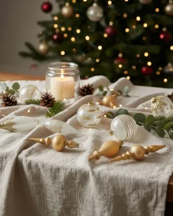 Hot Beliani Set di 25 palline decorative ICICLE Vetro Trasparente/Oro Oro Trasparente