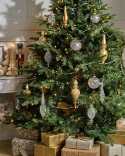 Hot Beliani Set di 25 palline decorative ICICLE Vetro Trasparente/Oro Oro Trasparente