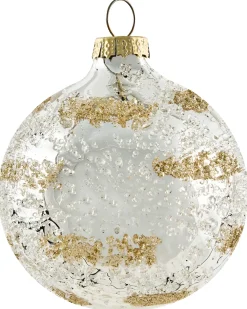 Hot Beliani Set di 25 palline decorative ICICLE Vetro Trasparente/Oro Oro Trasparente