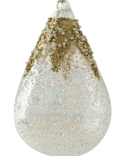 Hot Beliani Set di 25 palline decorative ICICLE Vetro Trasparente/Oro Oro Trasparente