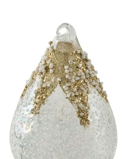 Hot Beliani Set di 25 palline decorative ICICLE Vetro Trasparente/Oro Oro Trasparente