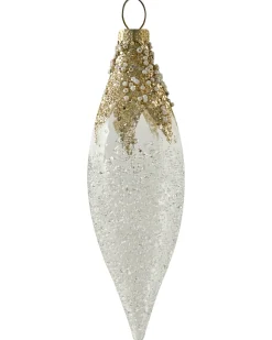 Hot Beliani Set di 25 palline decorative ICICLE Vetro Trasparente/Oro Oro Trasparente