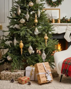 Hot Beliani Set di 25 palline decorative ICICLE Vetro Trasparente/Oro Oro Trasparente
