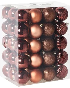 New Beliani Set di 60 palline decorative ISOJARVI Marrone Marrone Oro