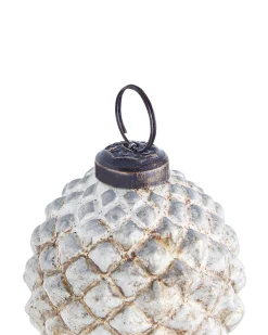 Hot Beliani Set di 6 palline decorative LAITON Vetro Bianco sporco Bianco Oro Rame