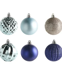 Outlet Beliani Set di 96 palline decorative PIELINEN Blu Blu Argento