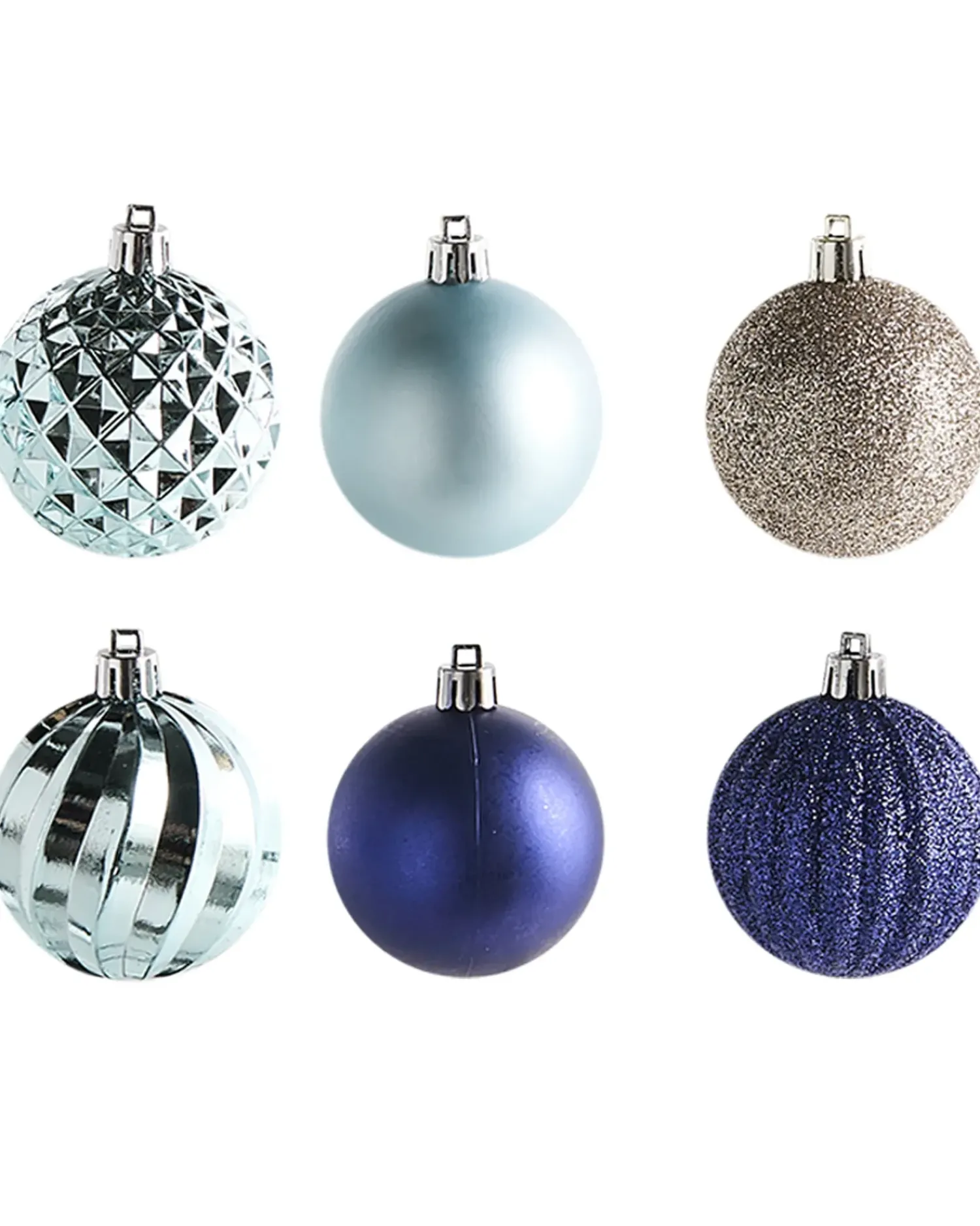 Outlet Beliani Set di 96 palline decorative PIELINEN Blu Blu Argento