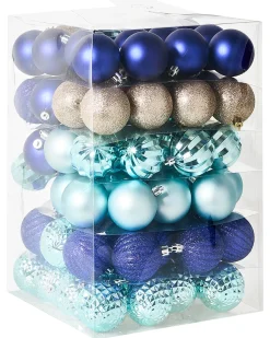 Outlet Beliani Set di 96 palline decorative PIELINEN Blu Blu Argento
