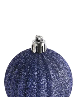 Outlet Beliani Set di 96 palline decorative PIELINEN Blu Blu Argento