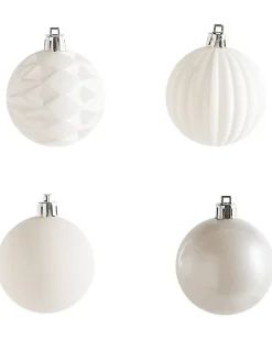 Beliani Set di 40 palline decorative SAIMAA Bianco sporco Argento Bianco
