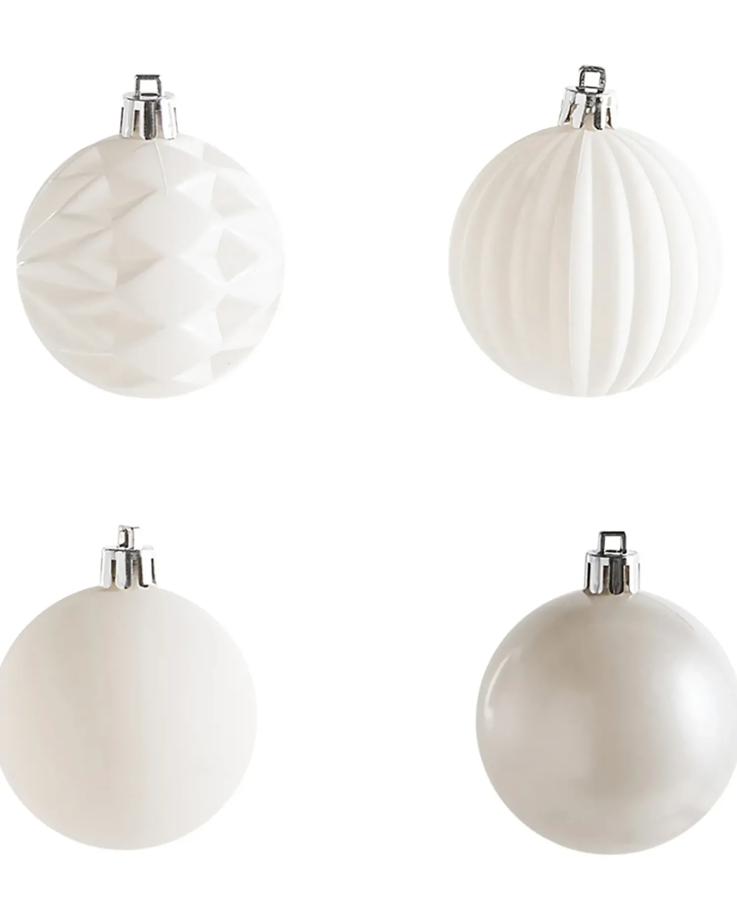 Beliani Set di 40 palline decorative SAIMAA Bianco sporco Argento Bianco