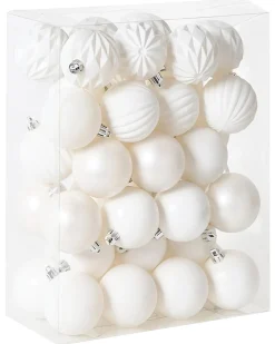 Beliani Set di 40 palline decorative SAIMAA Bianco sporco Argento Bianco