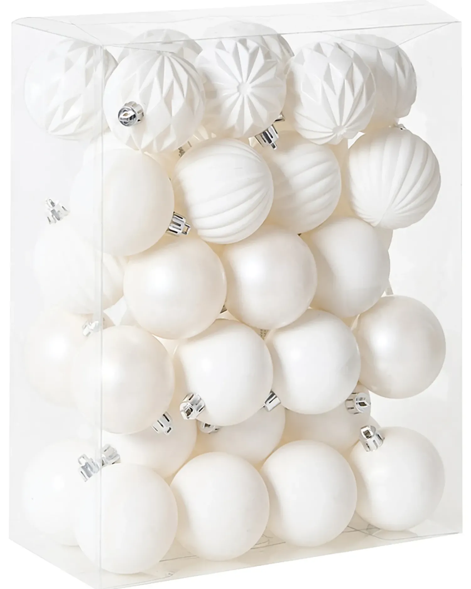 Beliani Set di 40 palline decorative SAIMAA Bianco sporco Argento Bianco