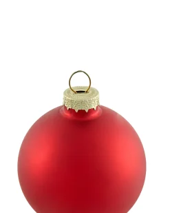 Sale Beliani Set di 50 palline decorative SNOWFLAKE Vetro Rosso/Bianco Bianco Rosso
