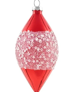 Sale Beliani Set di 50 palline decorative SNOWFLAKE Vetro Rosso/Bianco Bianco Rosso