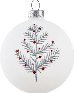 Sale Beliani Set di 50 palline decorative SNOWFLAKE Vetro Rosso/Bianco Bianco Rosso