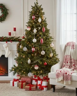 Sale Beliani Set di 50 palline decorative SNOWFLAKE Vetro Rosso/Bianco Bianco Rosso