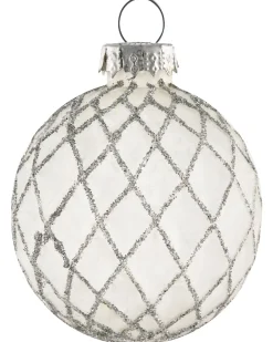New Beliani Set di 35 palline decorative SNOWFALL Vetro Blu Argento Bianco Blu