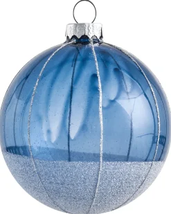 New Beliani Set di 35 palline decorative SNOWFALL Vetro Blu Argento Bianco Blu